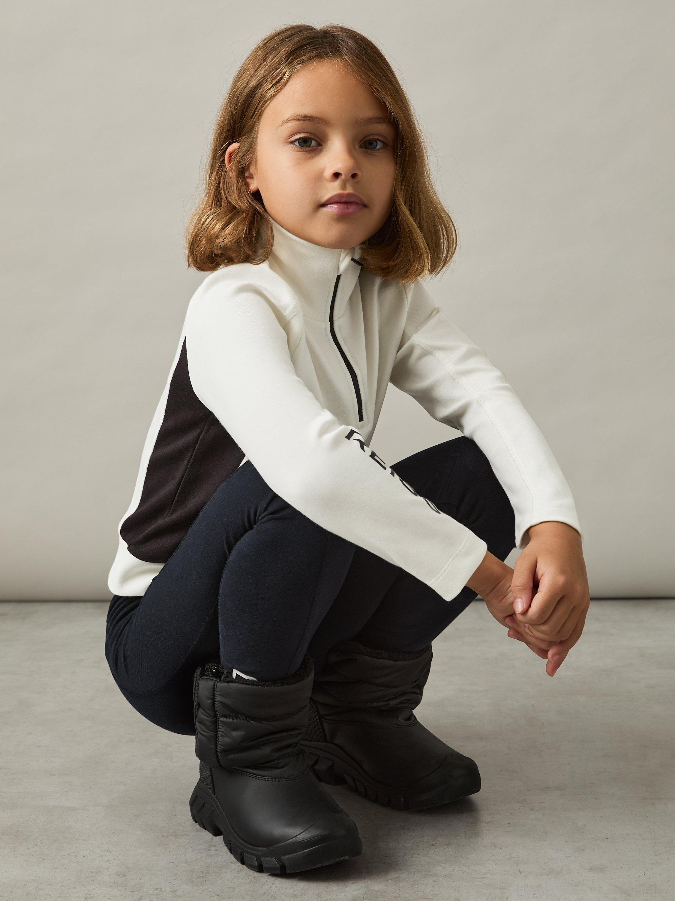 Product image 2 of 4, which shows Reiss Kids' Brina Funnel Neck Base Layer Top, White/Black, 4-5 years