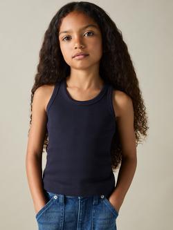 Reiss Kids' Violet Cotton Blend Ribbed Vest, Navy, Navy