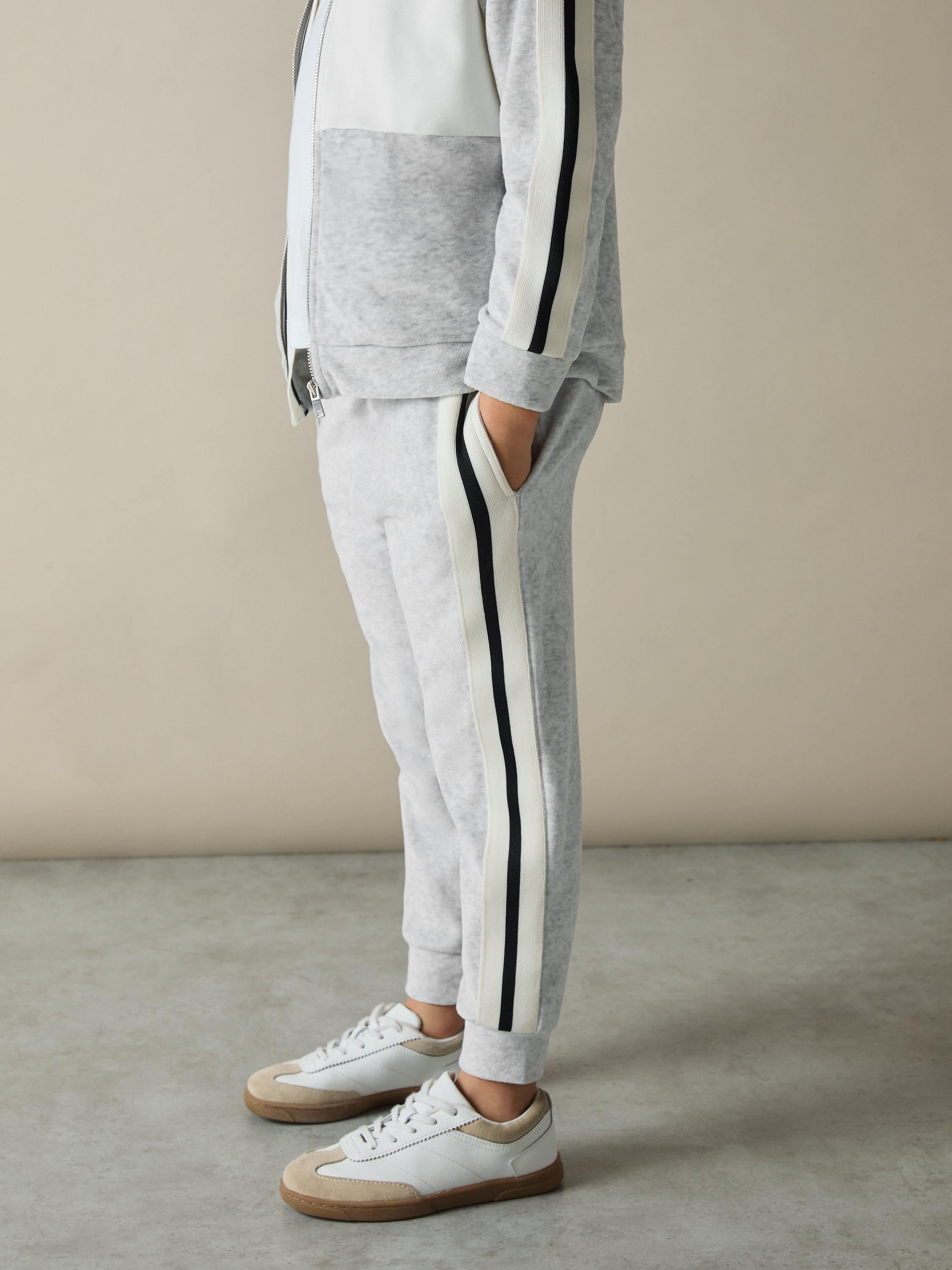 Product image 3 of 4, which shows Reiss Kids' Chance Velour Tracksuit Bottoms, Grey, 5-6 years