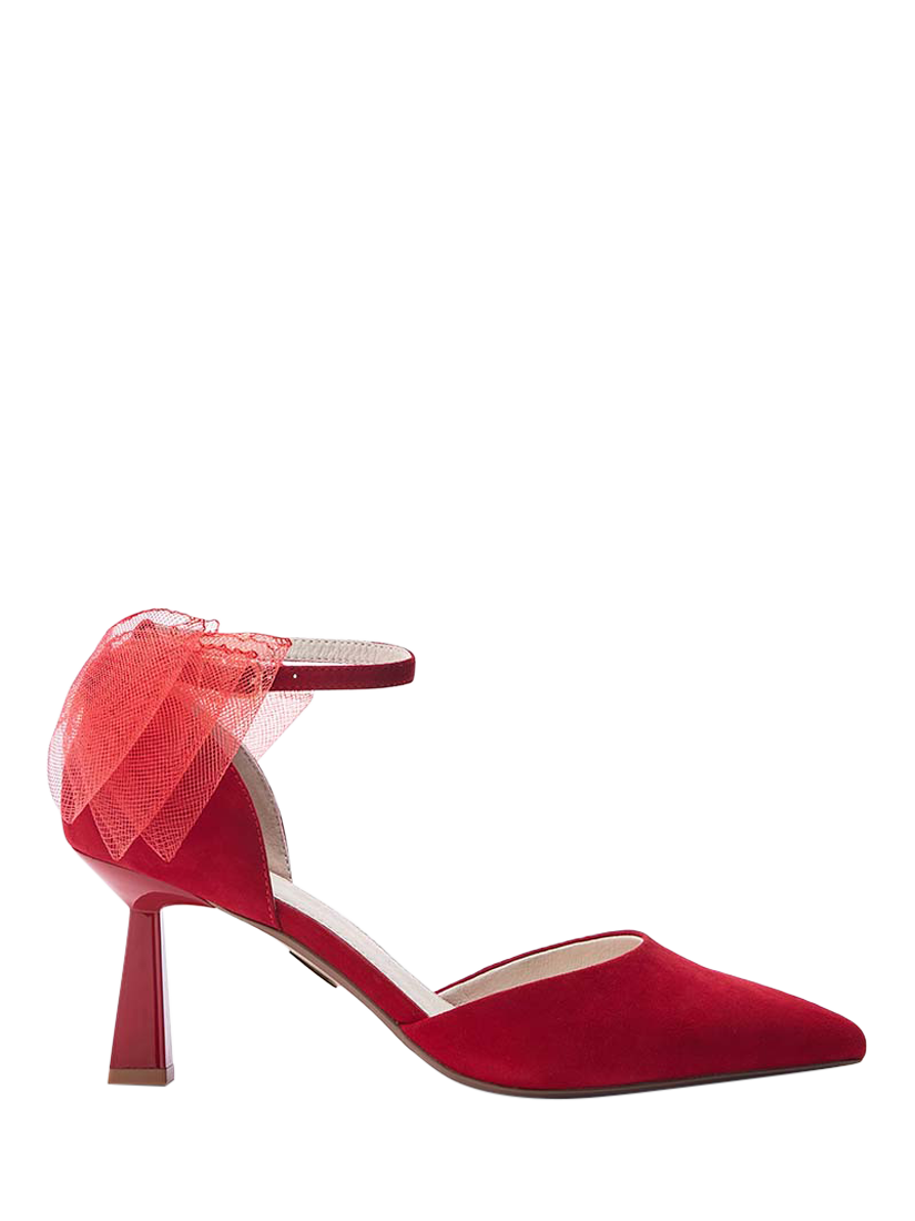 Moda in Pelle Hayzel Suede Bow Detail Court Shoes, Red