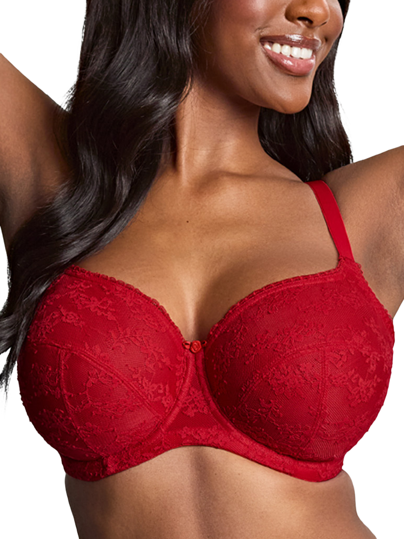 Product image 1 of 5, which shows Panache Tango Lace Underwired Balcony Bra, Scarlet, 30FF