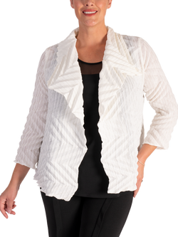 chesca Geometric Textured Waterfall Jacket, White