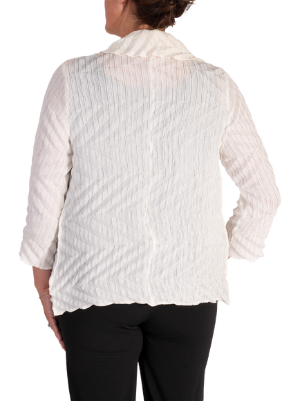 chesca Geometric Textured Waterfall Jacket - view 2, White