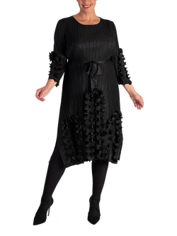 chesca Pleated Frill Trim Dress, Black, Black