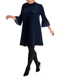 chesca Floral Applique Dress, Navy, Navy