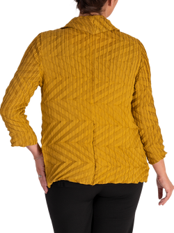 chesca Geometric Textured Waterfall Jacket - view 2, Mustard