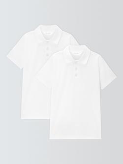 John Lewis Kids' Jersey Polo Tops, Pack of 2, White, White