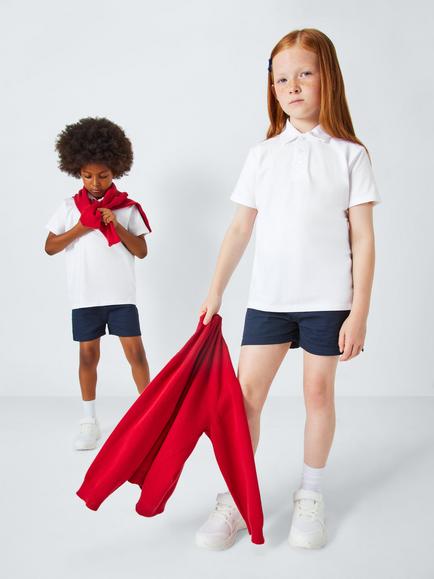 John Lewis Kids' Jersey Polo Tops, Pack of 2, White - view 2, White