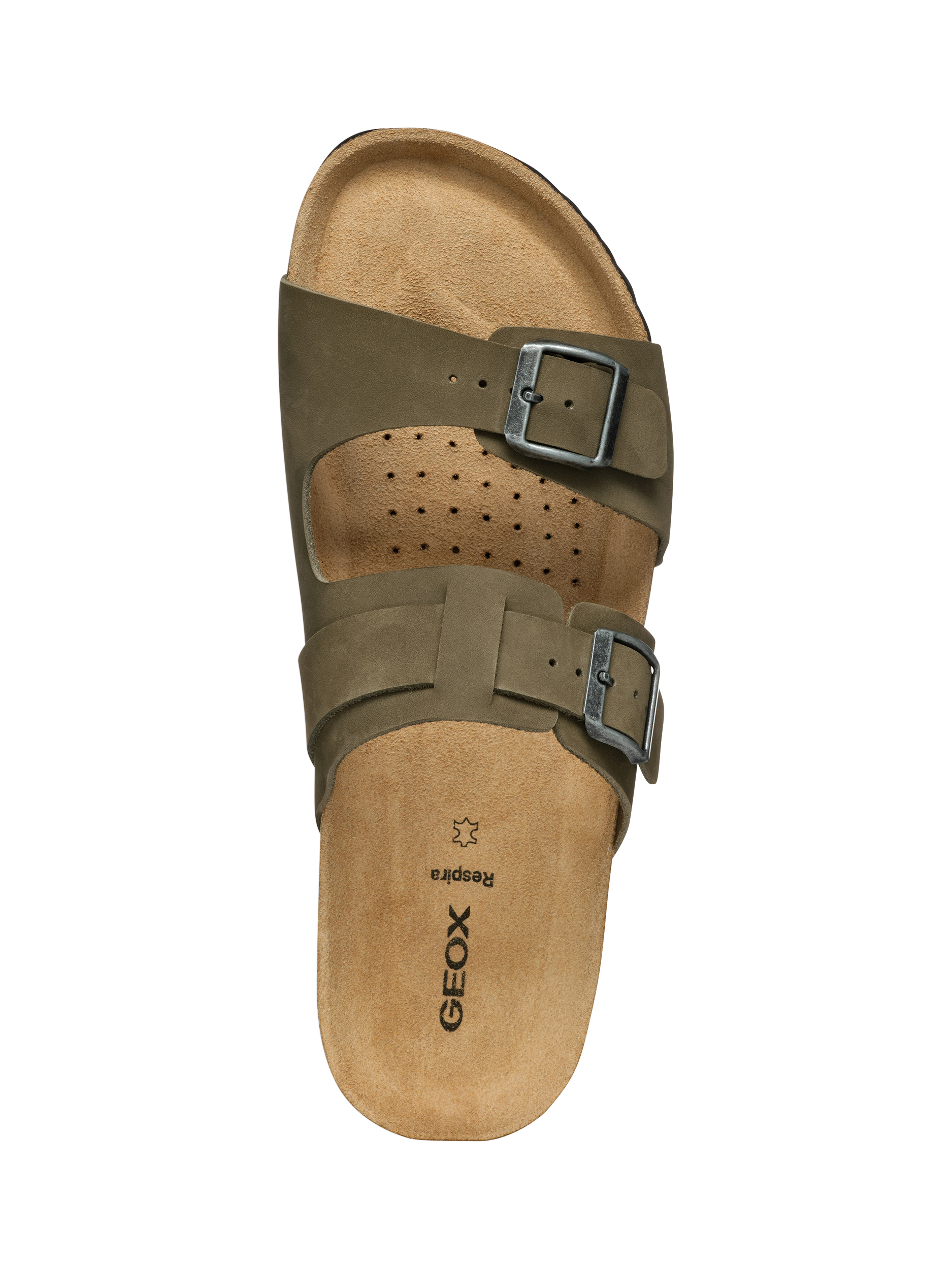 Product image 5 of 6, which shows Geox Ghita Nubuck Leather Sandals, Military, EU39