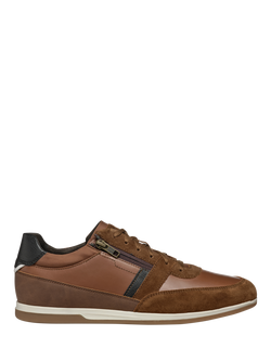 Geox Renan Suede and Leather Shoe Trainers, Brown Cotto