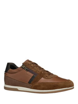 Geox Renan Suede and Leather Shoe Trainers - view 2, Brown Cotto