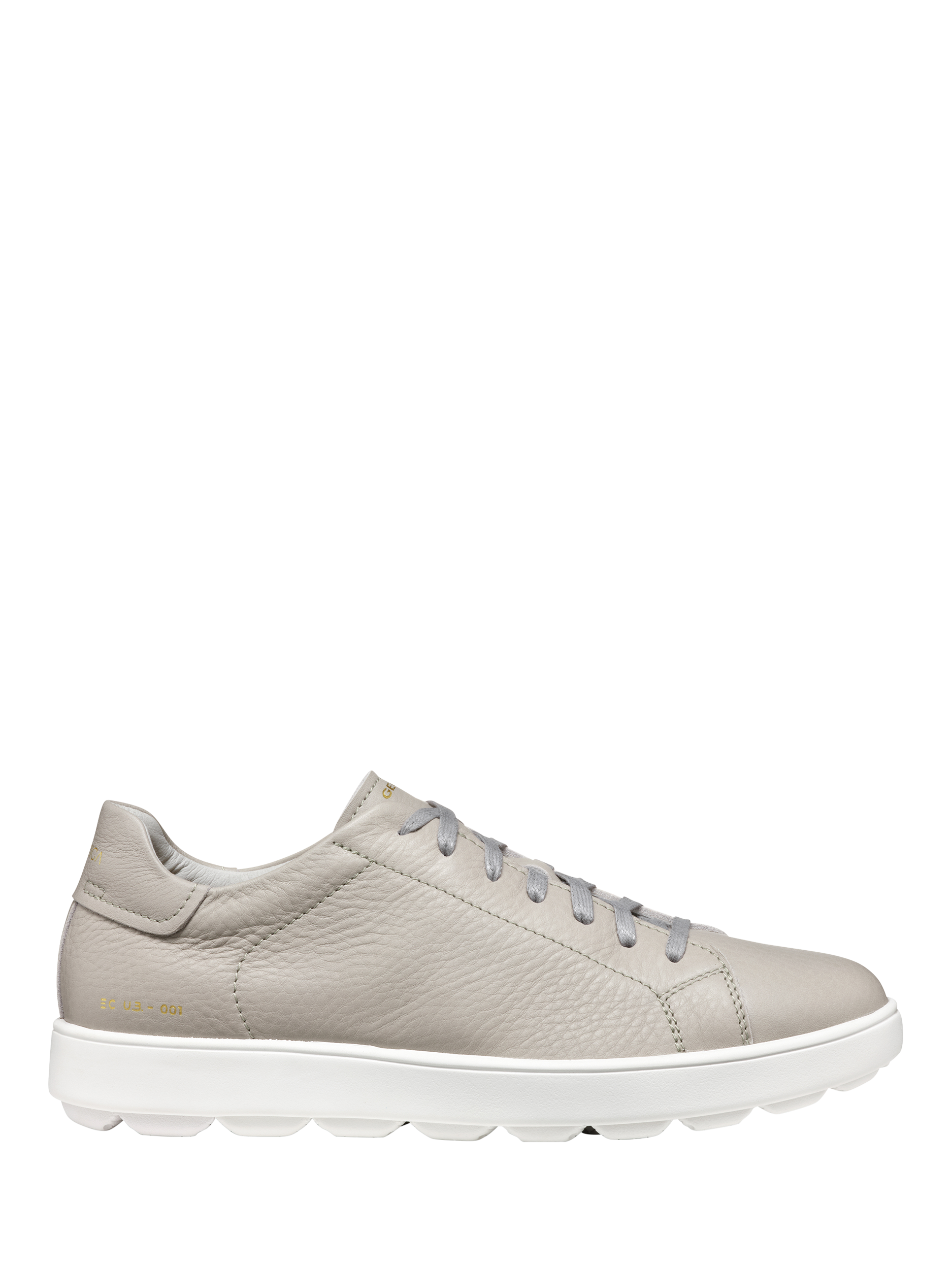 Product image 1 of 6, which shows Geox Spherica ECUB-1 Tumbled Leather Trainers, Light Grey, EU39