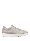 Geox Spherica ECUB-1 Tumbled Leather Trainers, Light Grey
