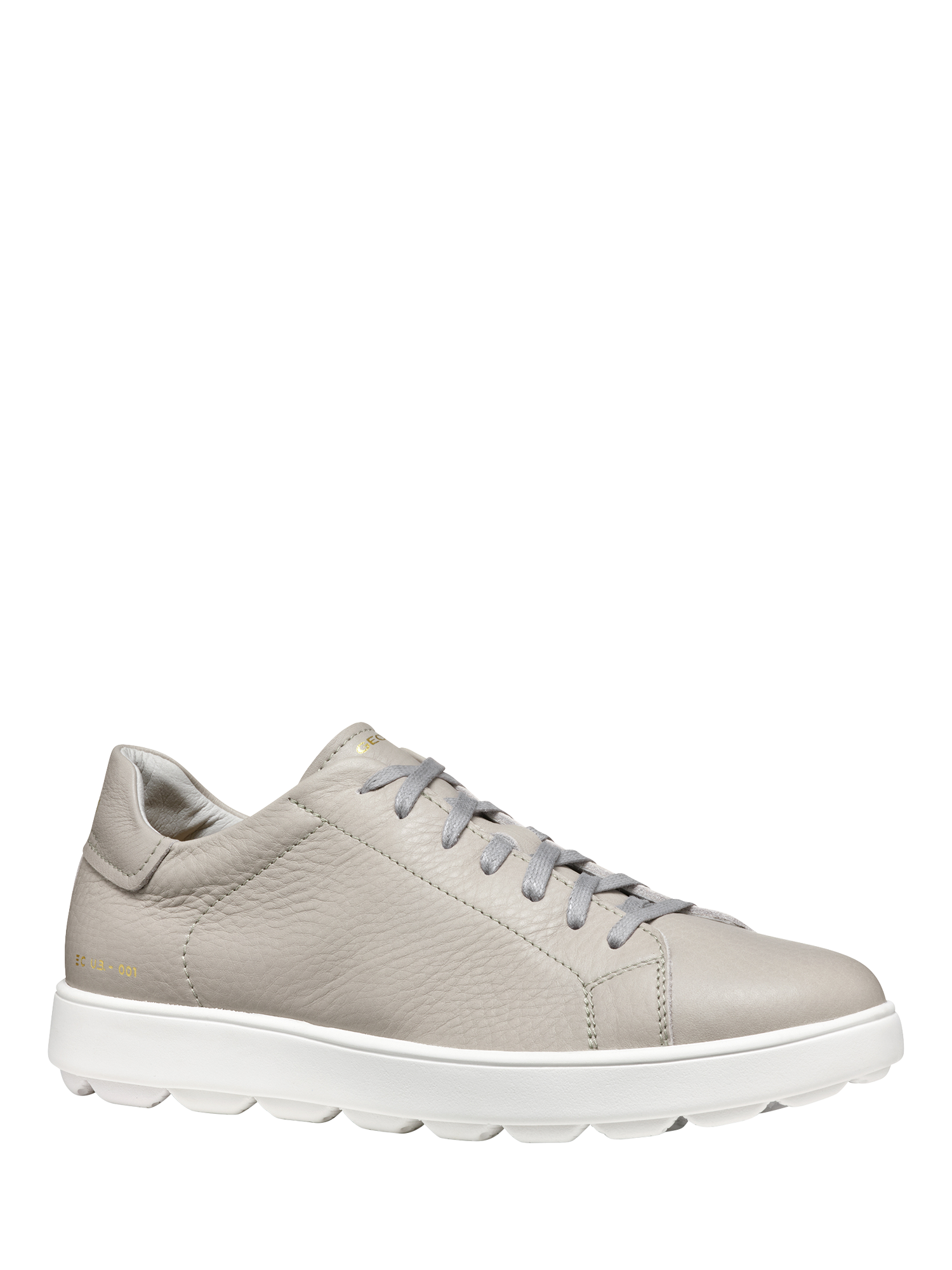 Product image 2 of 6, which shows Geox Spherica ECUB-1 Tumbled Leather Trainers, Light Grey, EU39