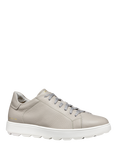 Geox Spherica ECUB-1 Tumbled Leather Trainers, Light Grey