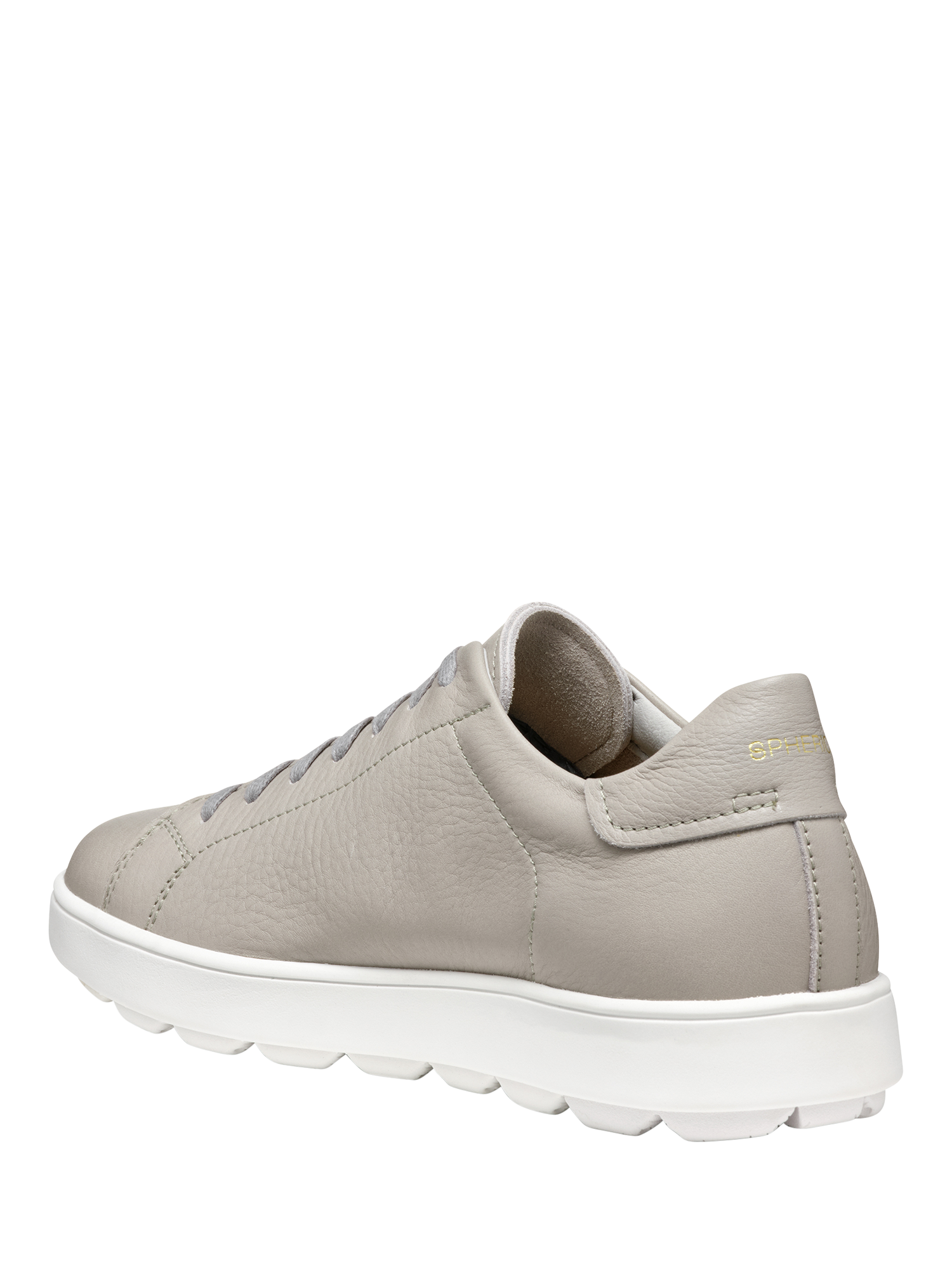 Product image 3 of 6, which shows Geox Spherica ECUB-1 Tumbled Leather Trainers, Light Grey, EU39
