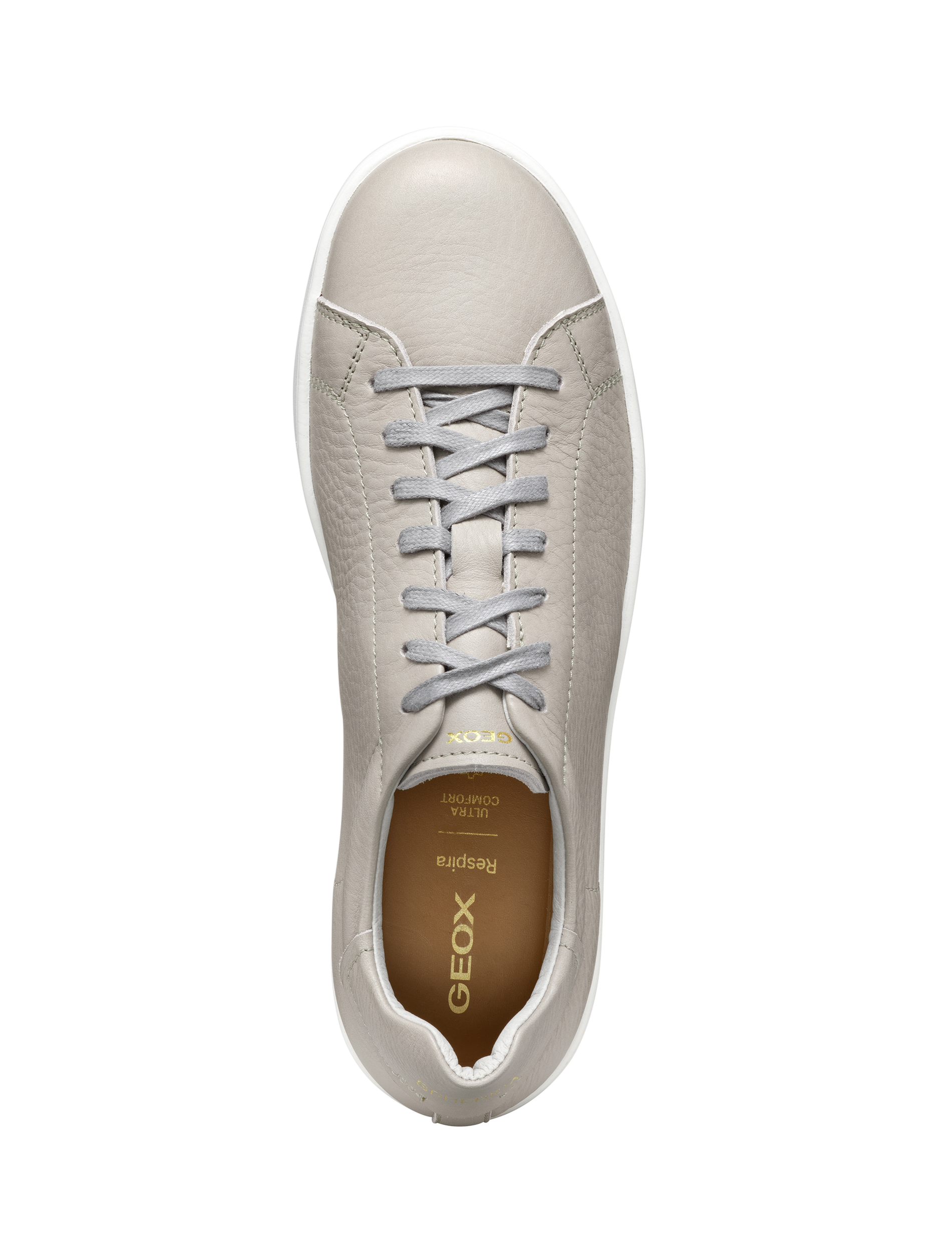 Product image 5 of 6, which shows Geox Spherica ECUB-1 Tumbled Leather Trainers, Light Grey, EU39