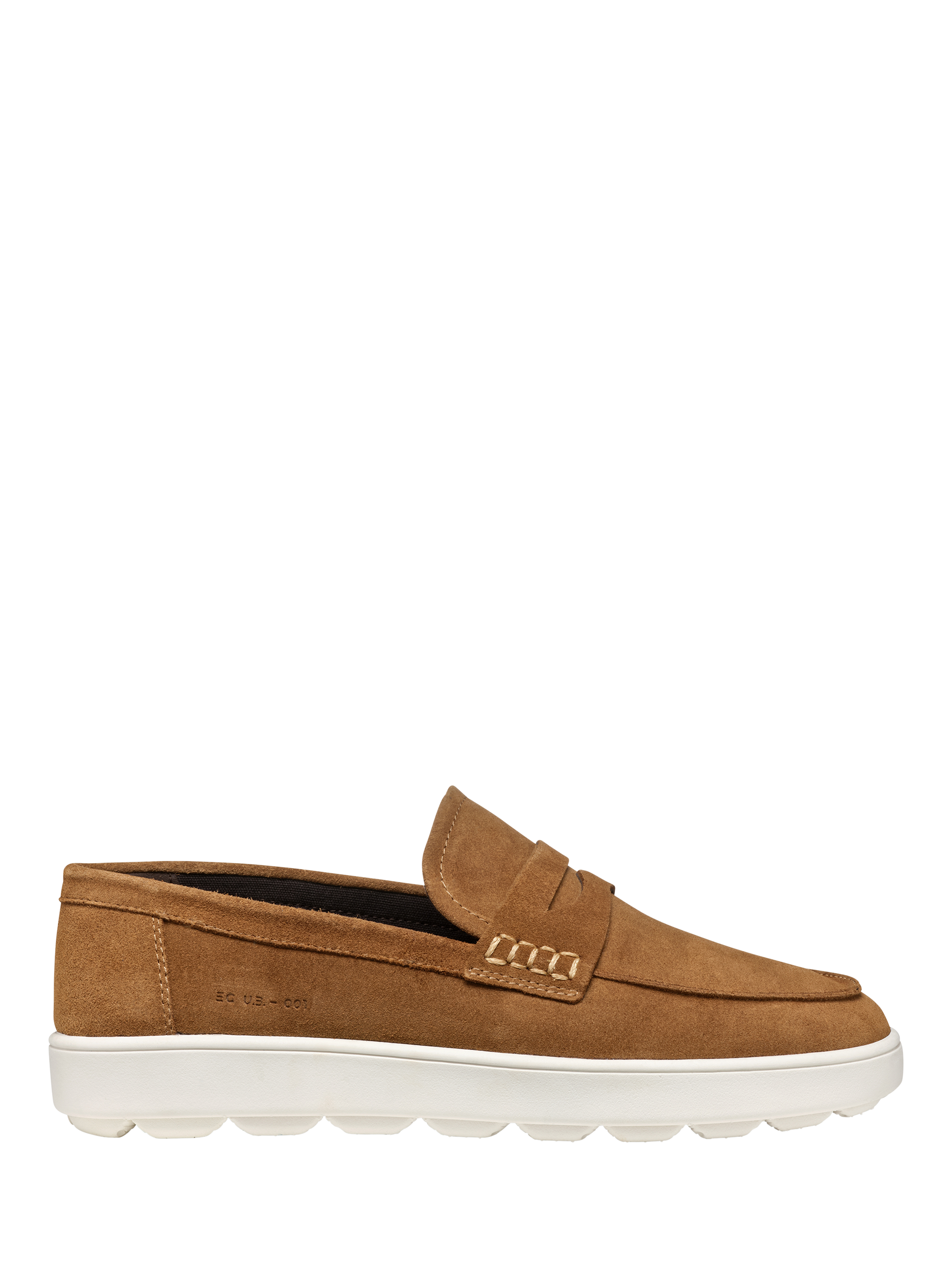 Product image 1 of 6, which shows Geox Spherica ECUB-1 Suede Platform Loafers, Toffee, EU39