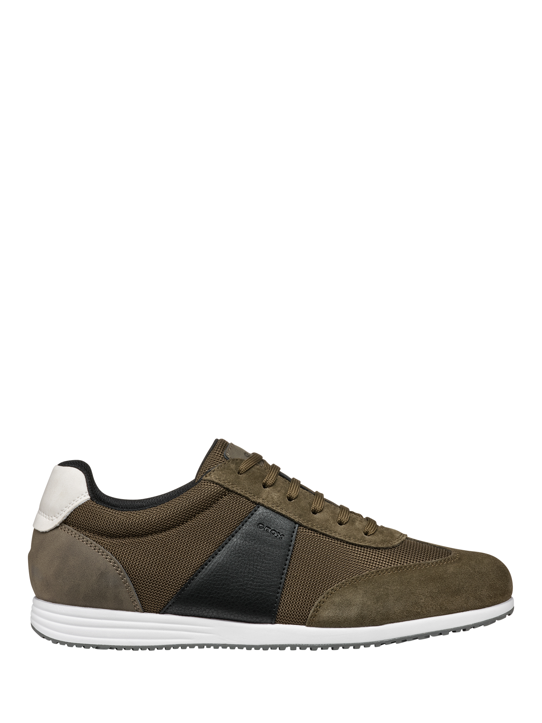 Product image 1 of 6, which shows Geox Arthien Suede Blend Lace Up Trainers, Military/Black, EU39