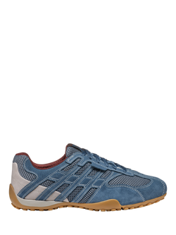 Geox Snake Original Suede Blend Lace Up Trainers, Light Avio, Light Avio