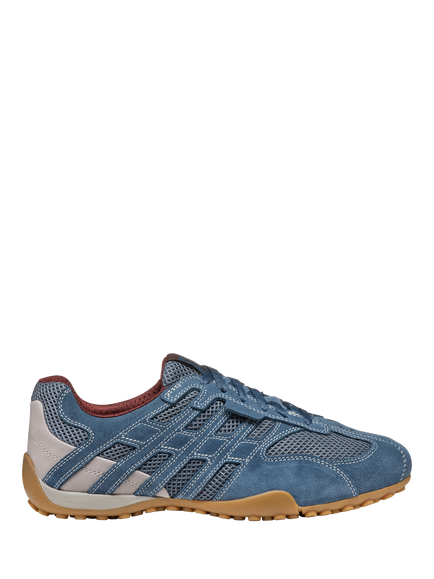 Geox Snake Original Suede Blend Lace Up Trainers, Light Avio, Light Avio