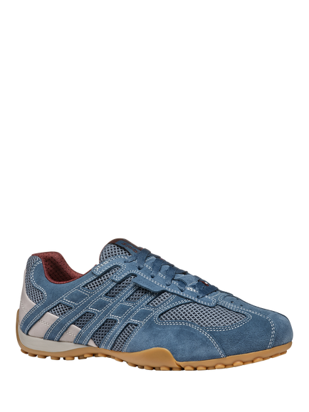 Geox Snake Original Suede Blend Lace Up Trainers, Light Avio - view 2, Light Avio