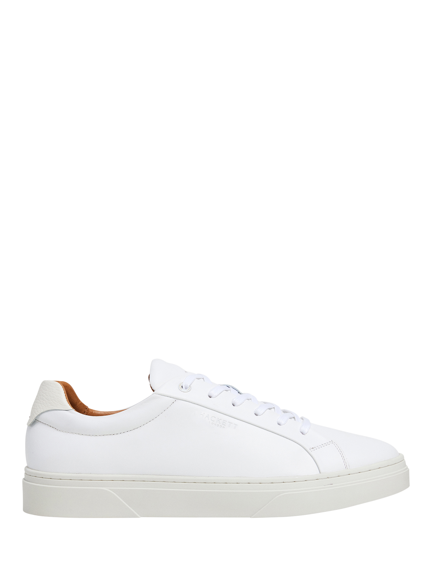 Product image 1 of 6, which shows Hackett London Leather Lace Up Trainers, White, 6