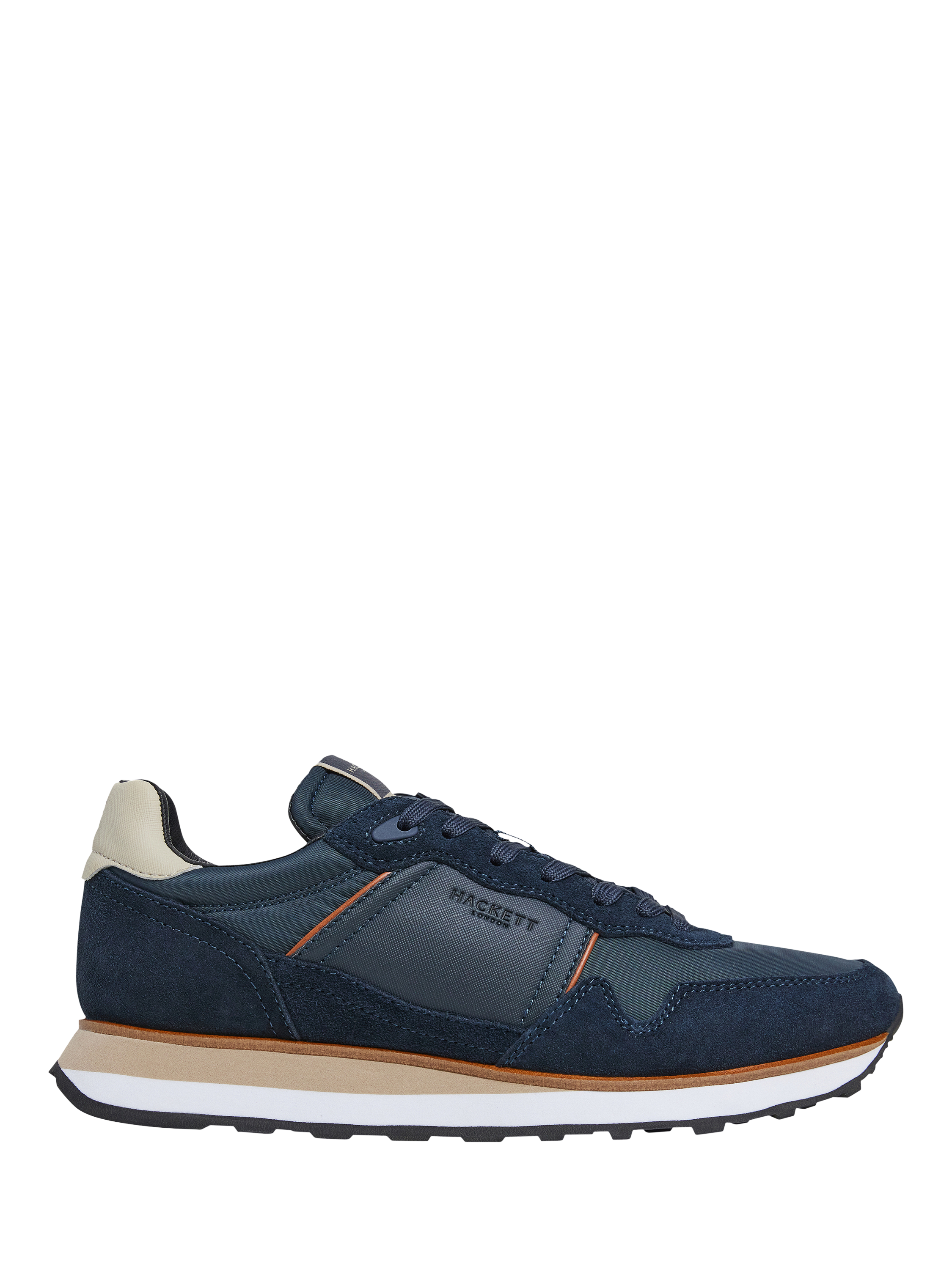 Hackett London Suede Blend Lace Up Trainers, Marine Blue/Multi