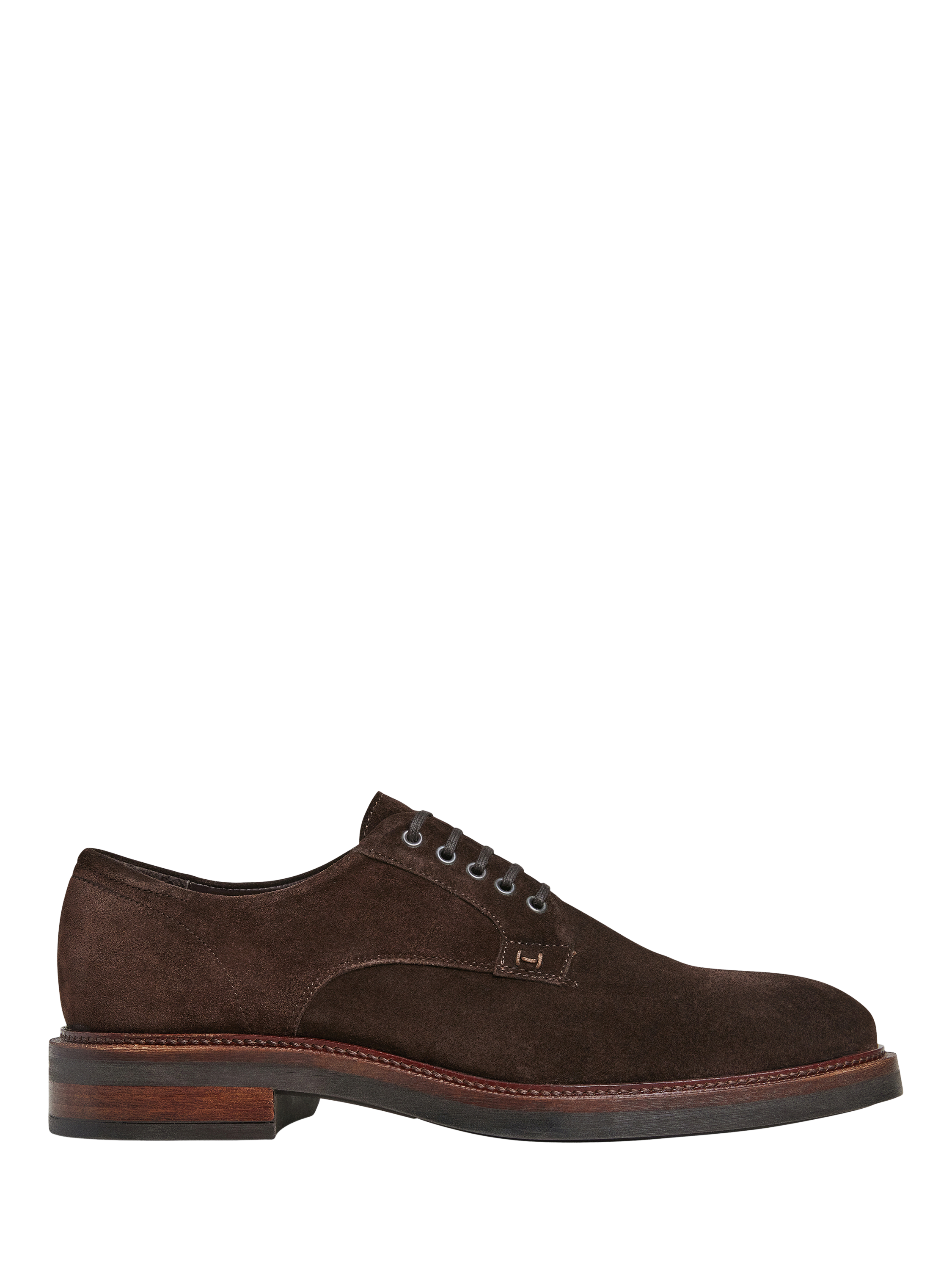 Hackett London Suede Lace Up Derby Shoes, Marine Blue, Dark Brown