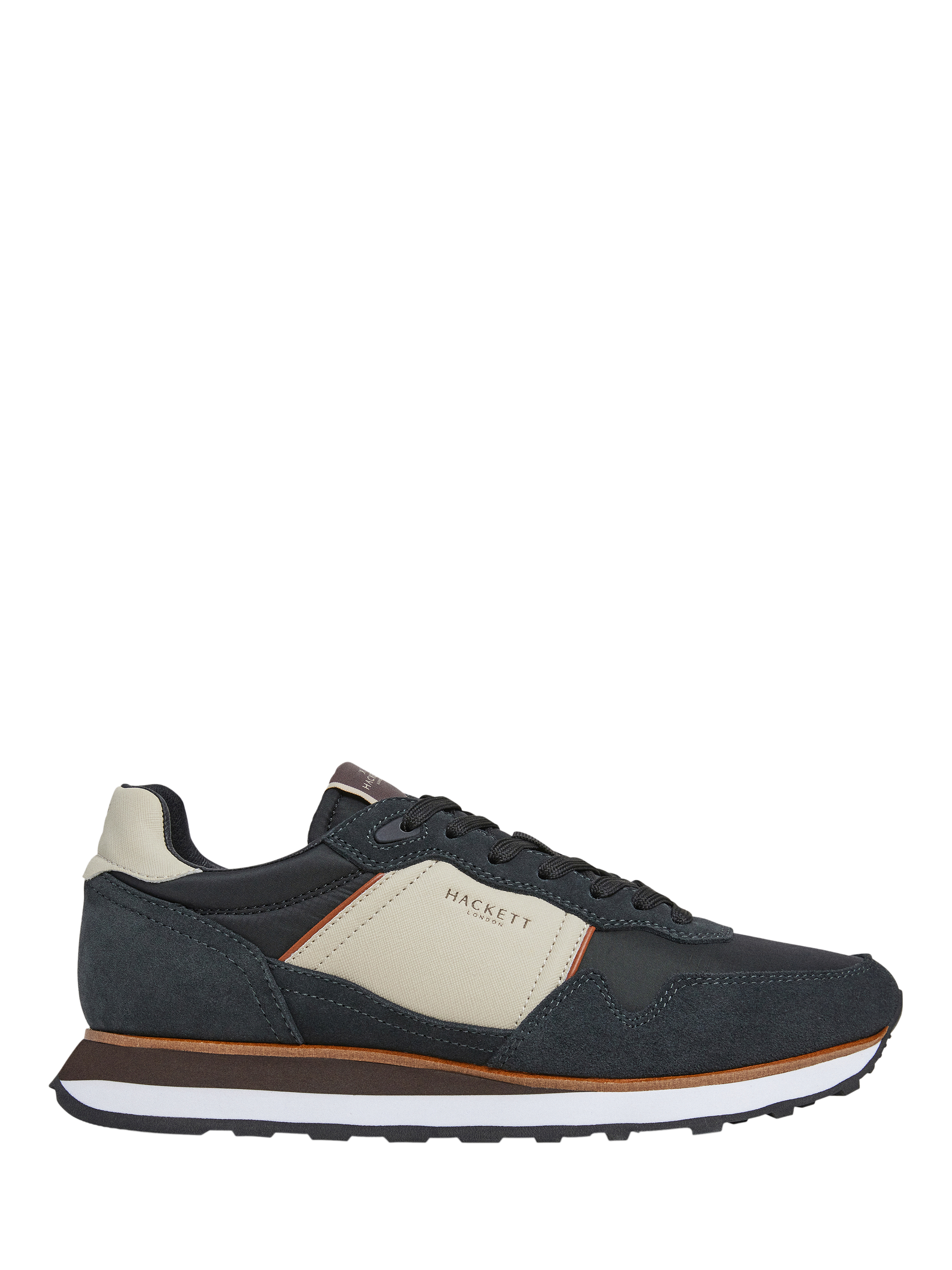 Hackett London Suede Blend Lace Up Trainers, Shaded Grey/Multi