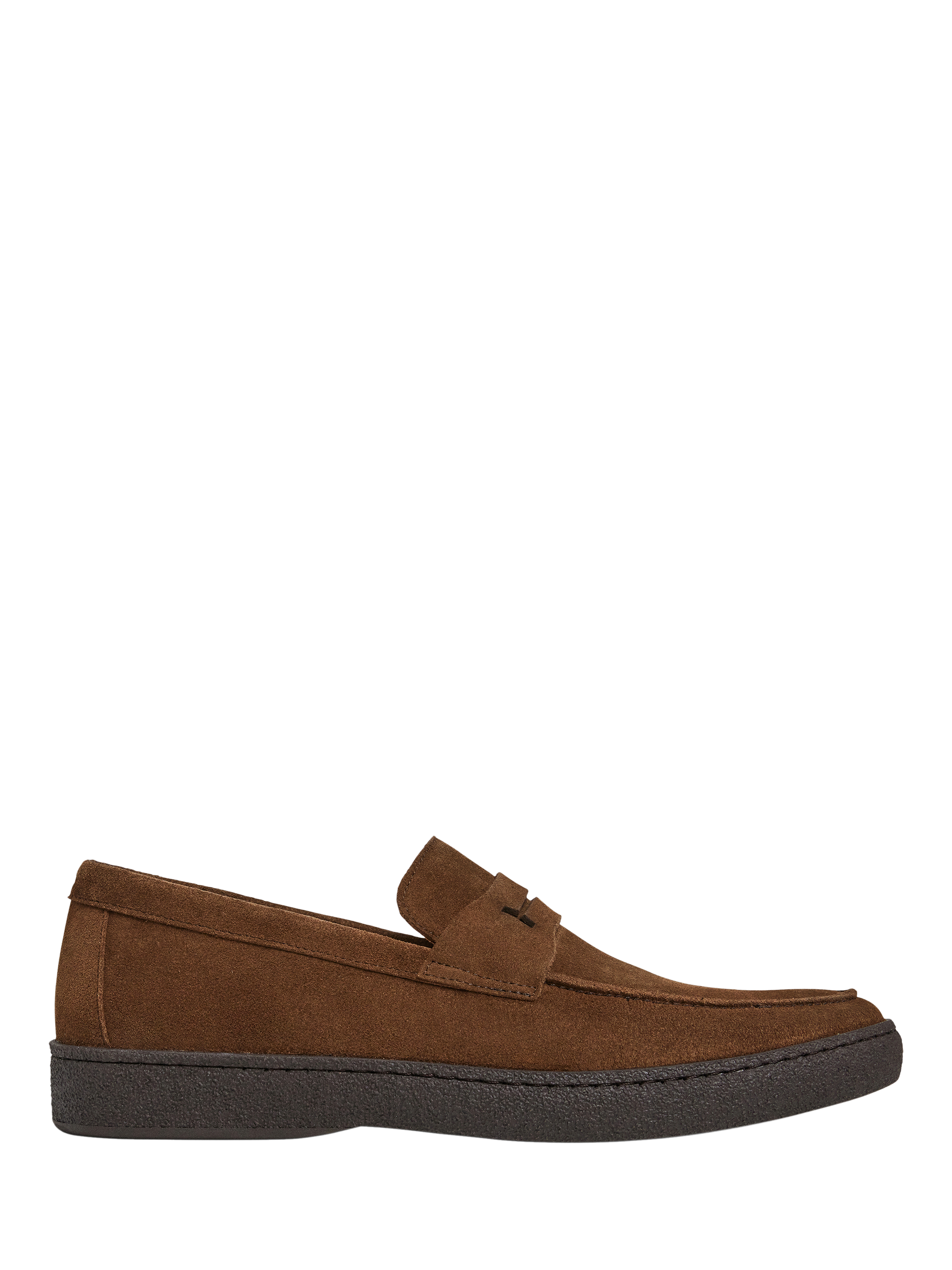 Hackett London Suede Saddle Detail Loafers, Cognac Brown