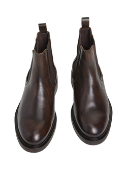 Hackett London Leather Chelsea Boots, Dark Brown - view 2, Dark Brown