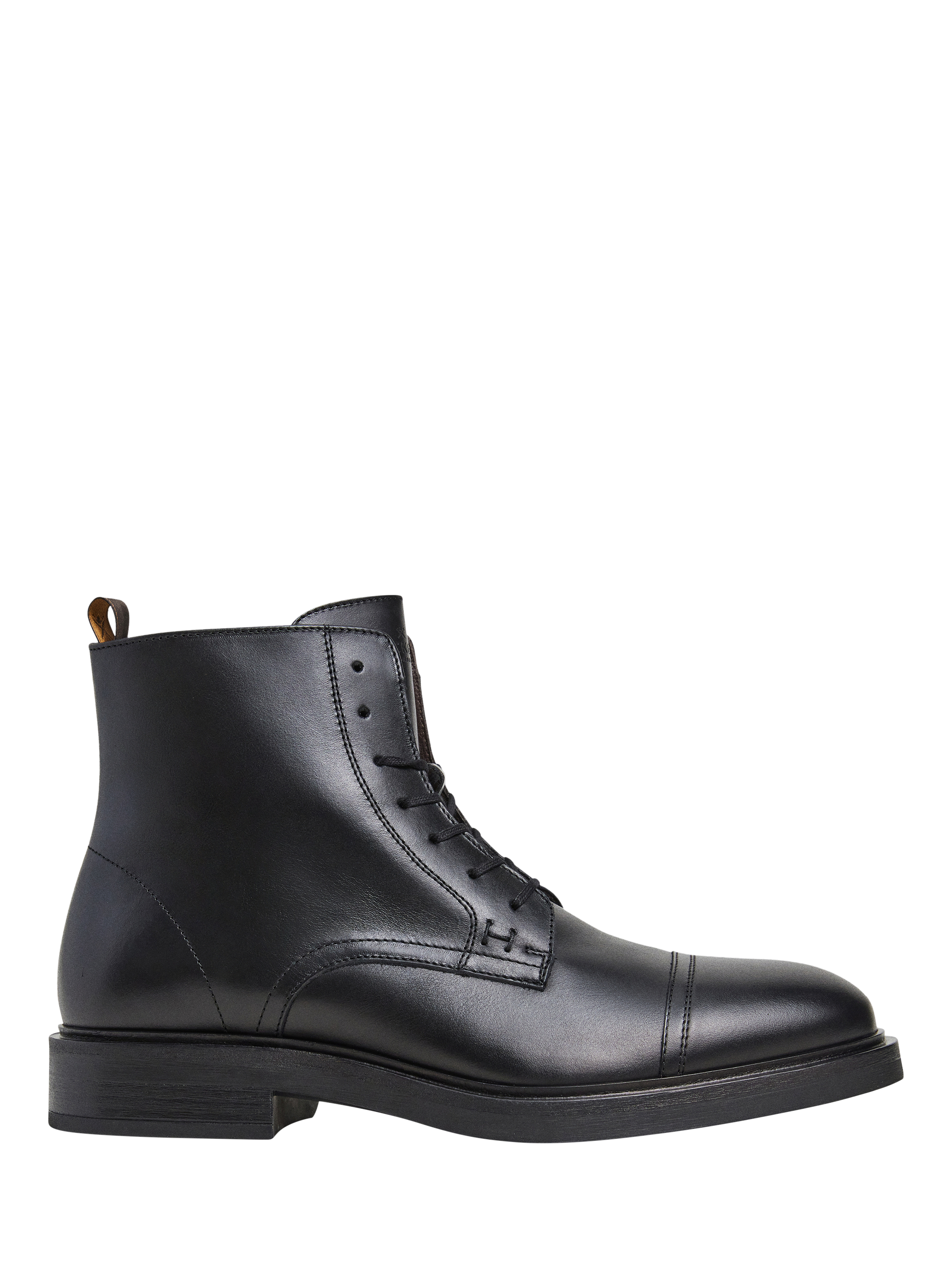 Hackett London Leather Lace Up Ankle Boots, Black