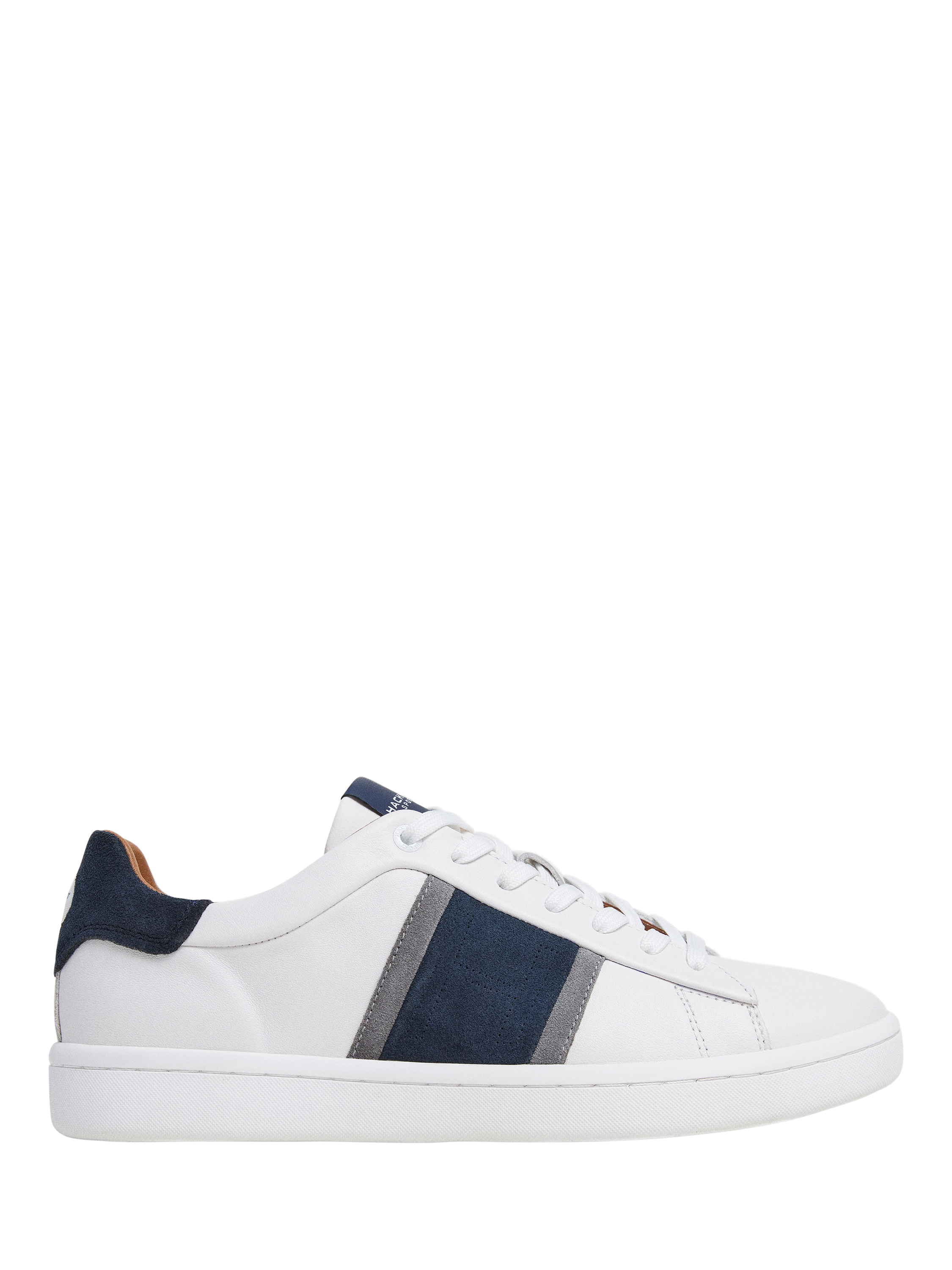 Hackett London Classic Leather and Suede Lace Up Trainers, White