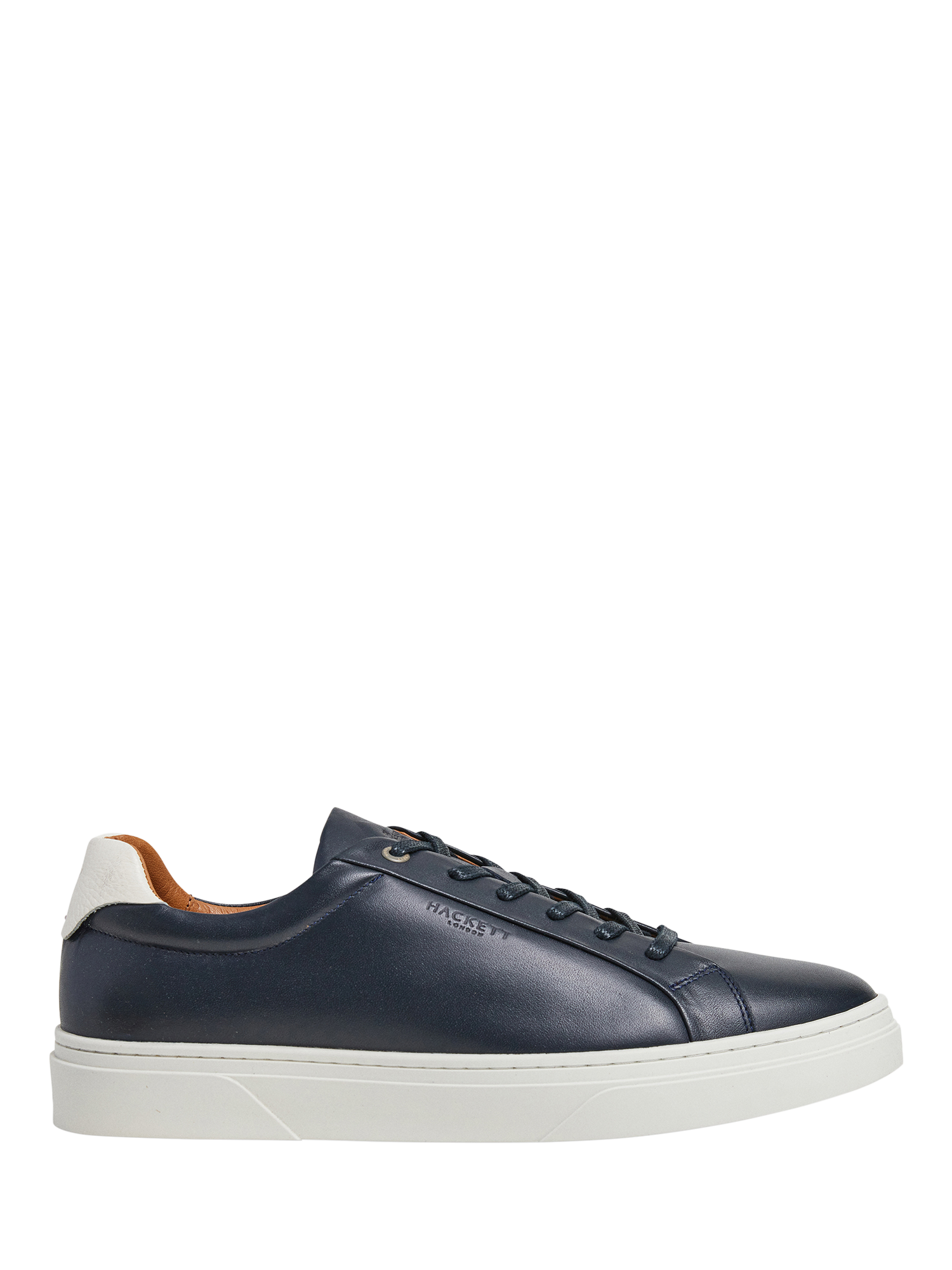 Product image 1 of 6, which shows Hackett London Classic Leather Lace Up Trainers, Marine Blue, 6