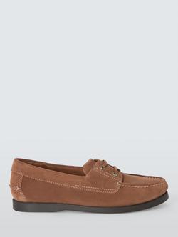 John Lewis Smart Suede Lace-Up Boat Shoes, Brown, Brown