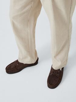 John Lewis Smart Suede Lace-Up Boat Shoes, Grey - view 2, Grey