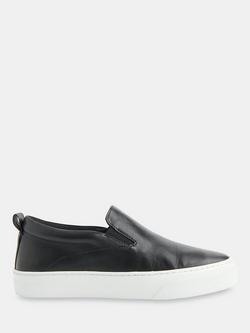 Whistles Kinsley Leather Slip On Trainers, Black