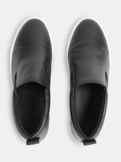 Whistles Kinsley Leather Slip On Trainers - view 2, Black