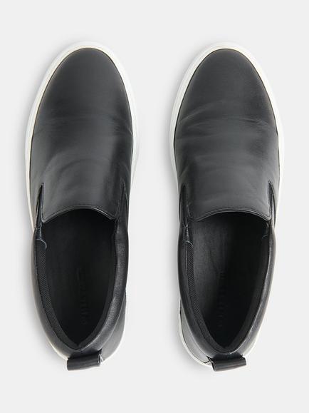 Whistles Kinsley Leather Slip On Trainers - view 2, Black