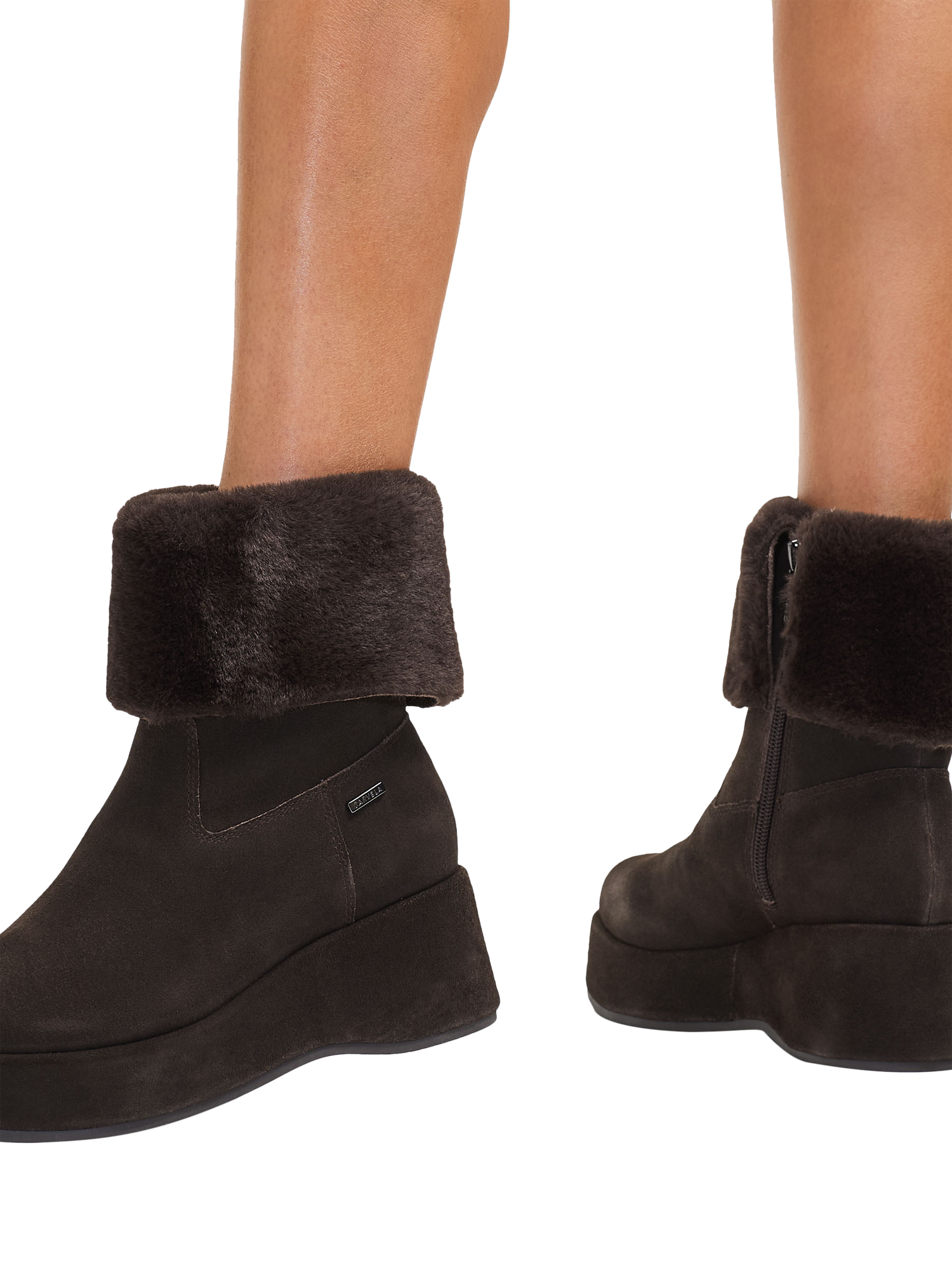 Product image 2 of 5, which shows Carvela Apres Fur Ankle Boots, Dark Brown, 3