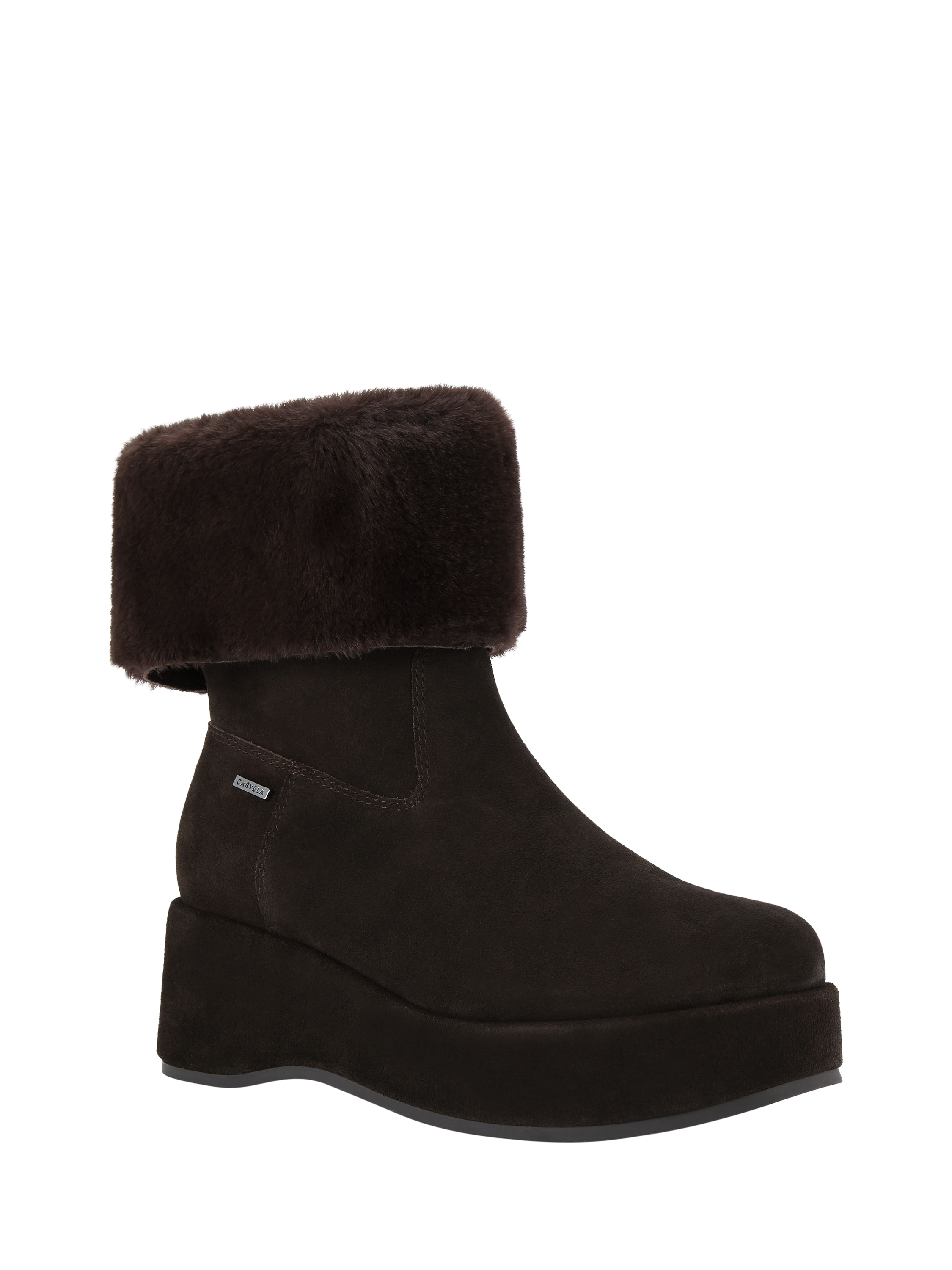 Product image 3 of 5, which shows Carvela Apres Fur Ankle Boots, Dark Brown, 3