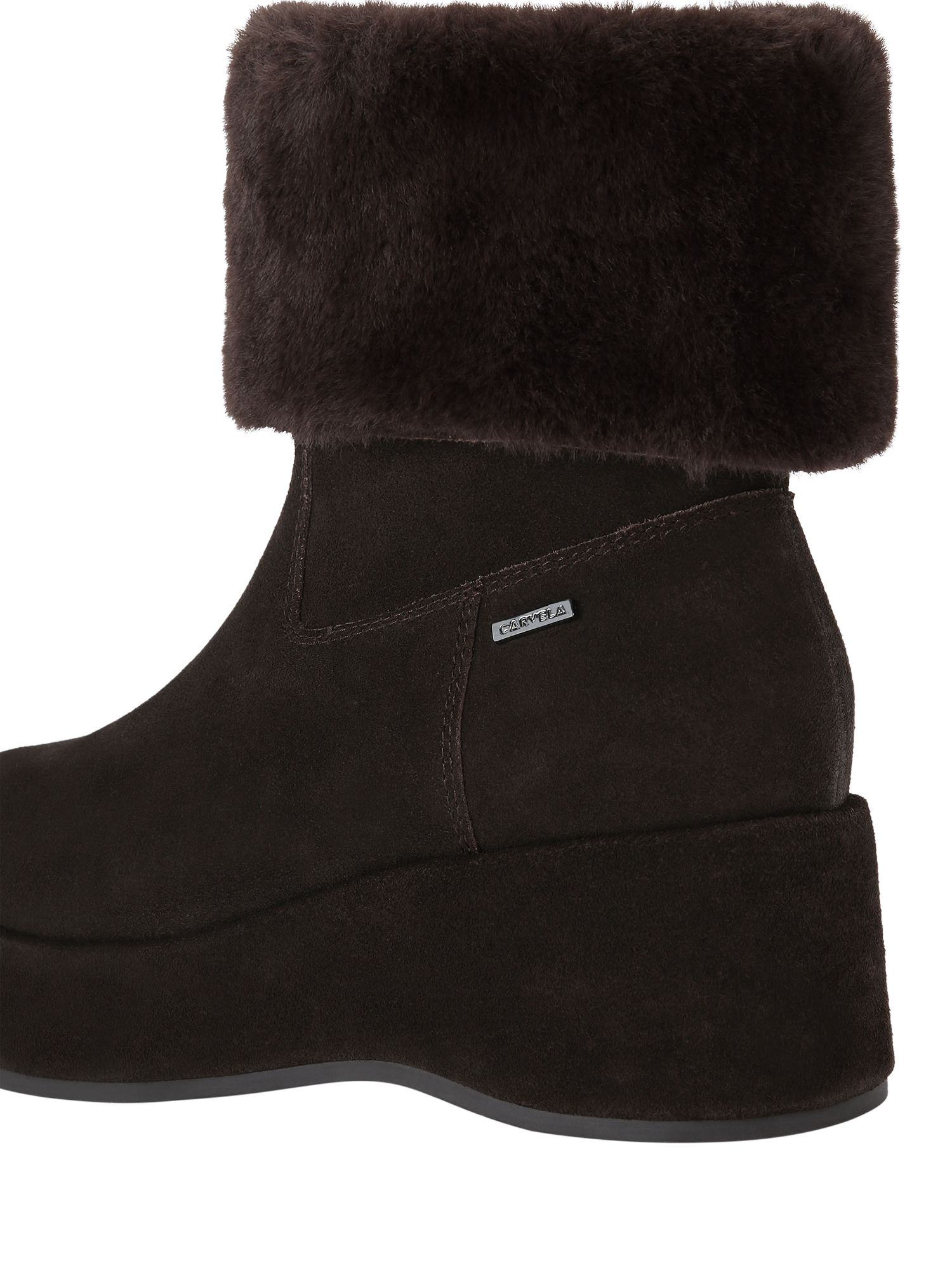 Product image 4 of 5, which shows Carvela Apres Fur Ankle Boots, Dark Brown, 3