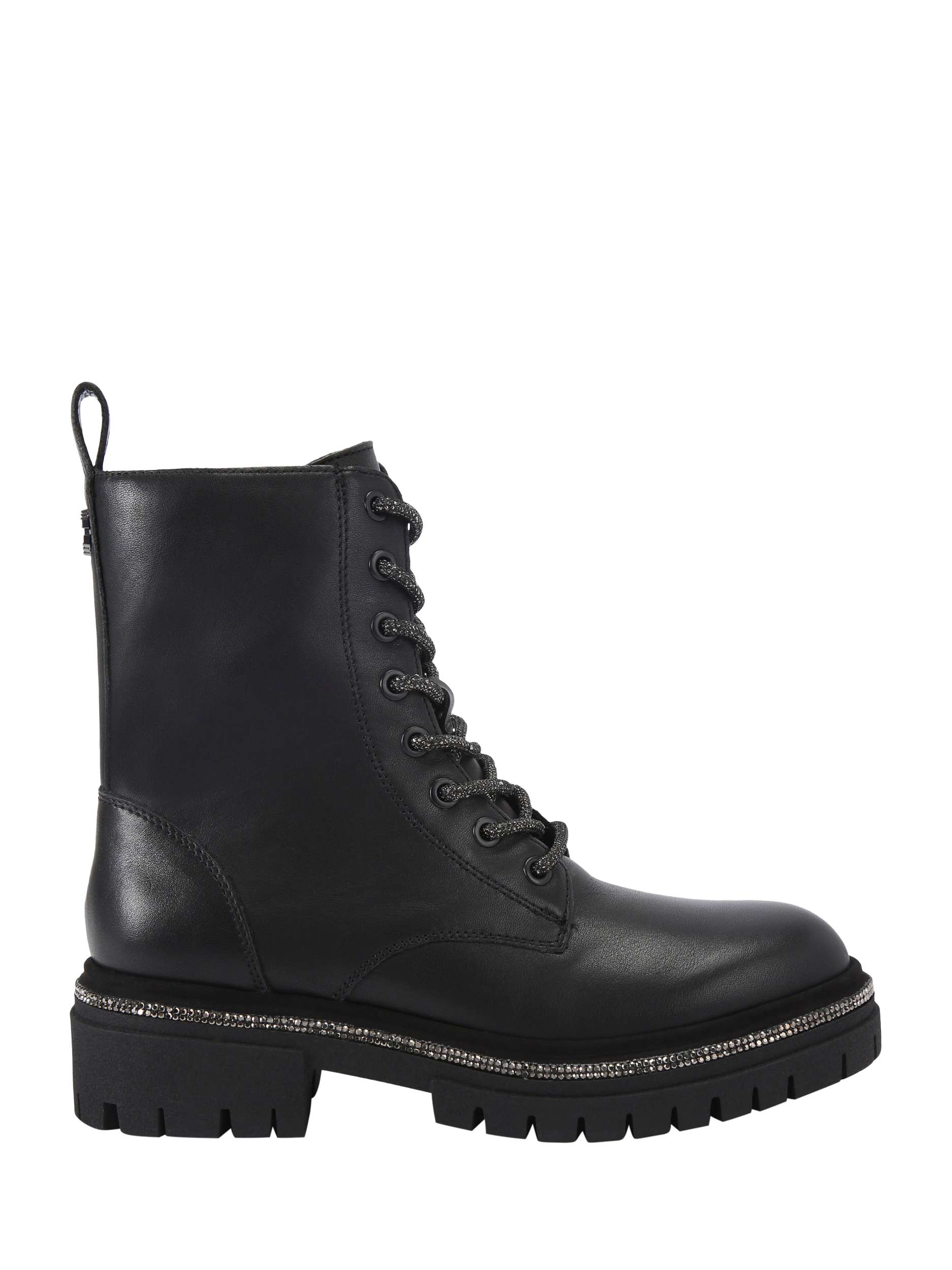Carvela Dazzle Leather Lace Up Ankle Boots, Black