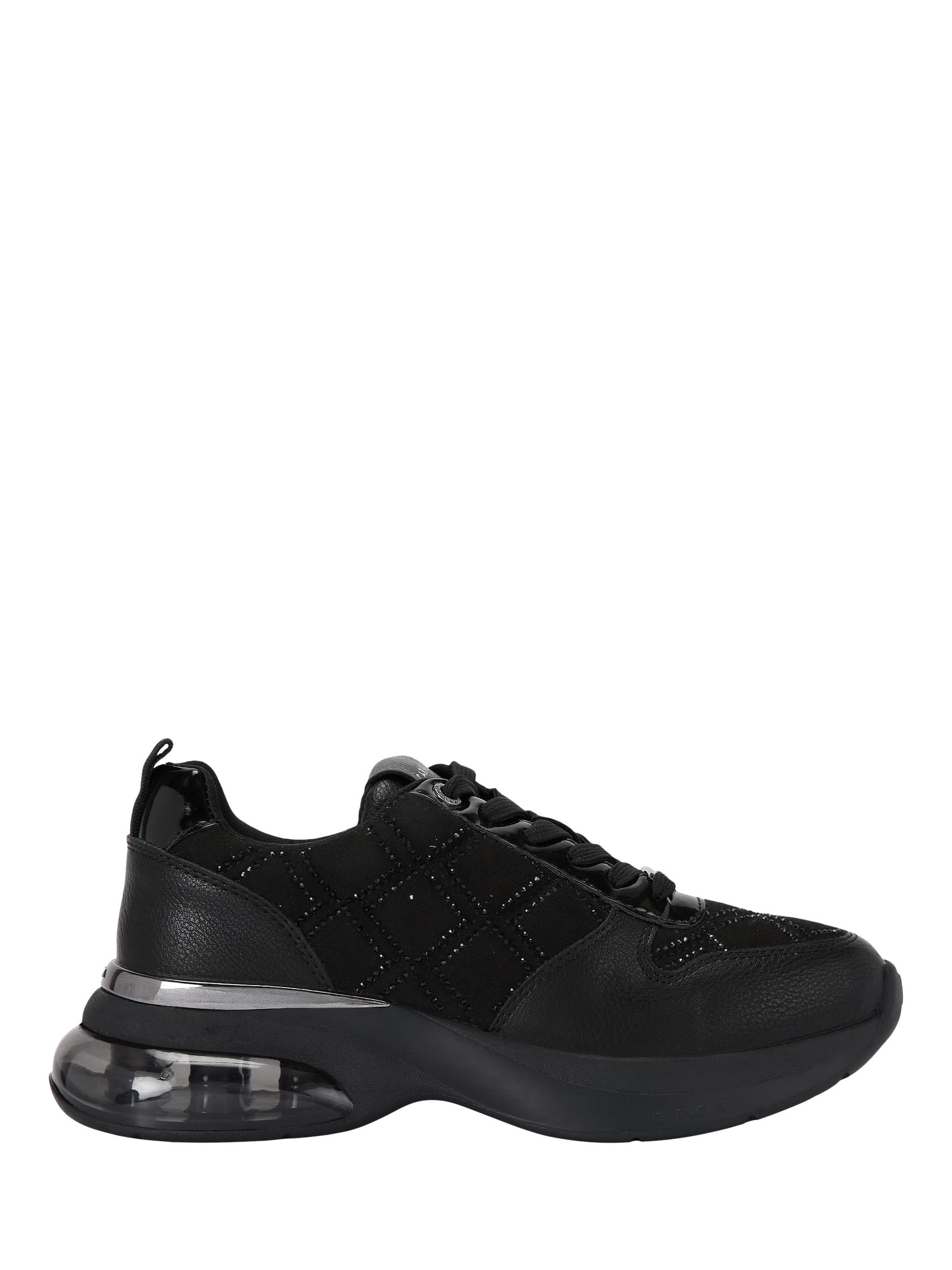 Product image 1 of 5, which shows Carvela Cosmic Diamond Embellished Trainers, Black, 3