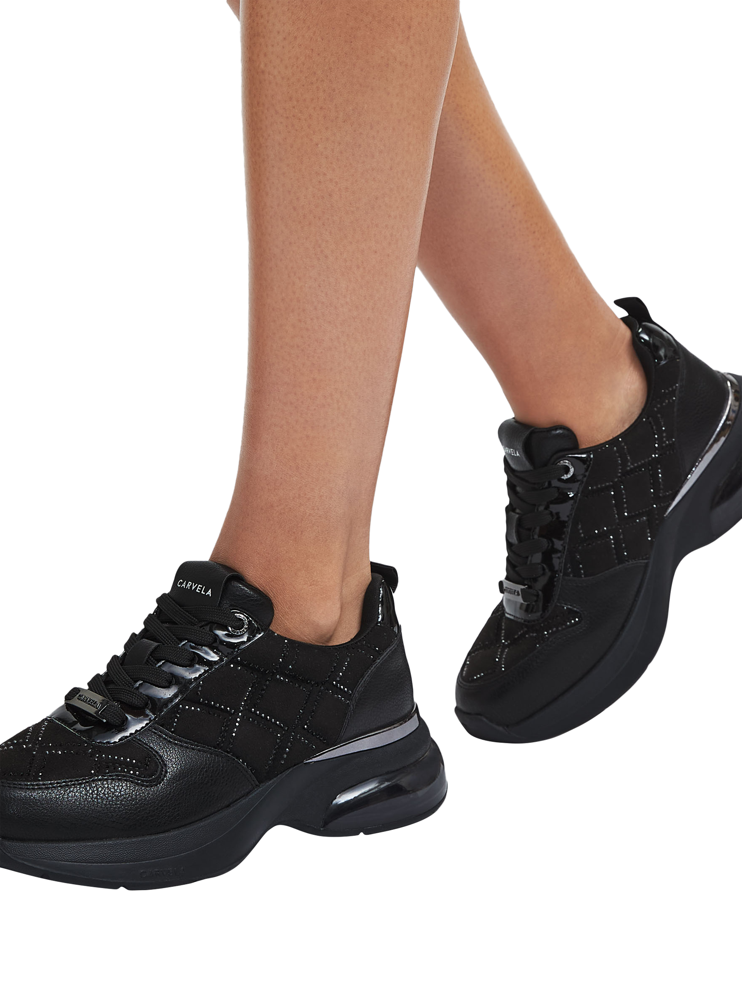 Product image 2 of 5, which shows Carvela Cosmic Diamond Embellished Trainers, Black, 3