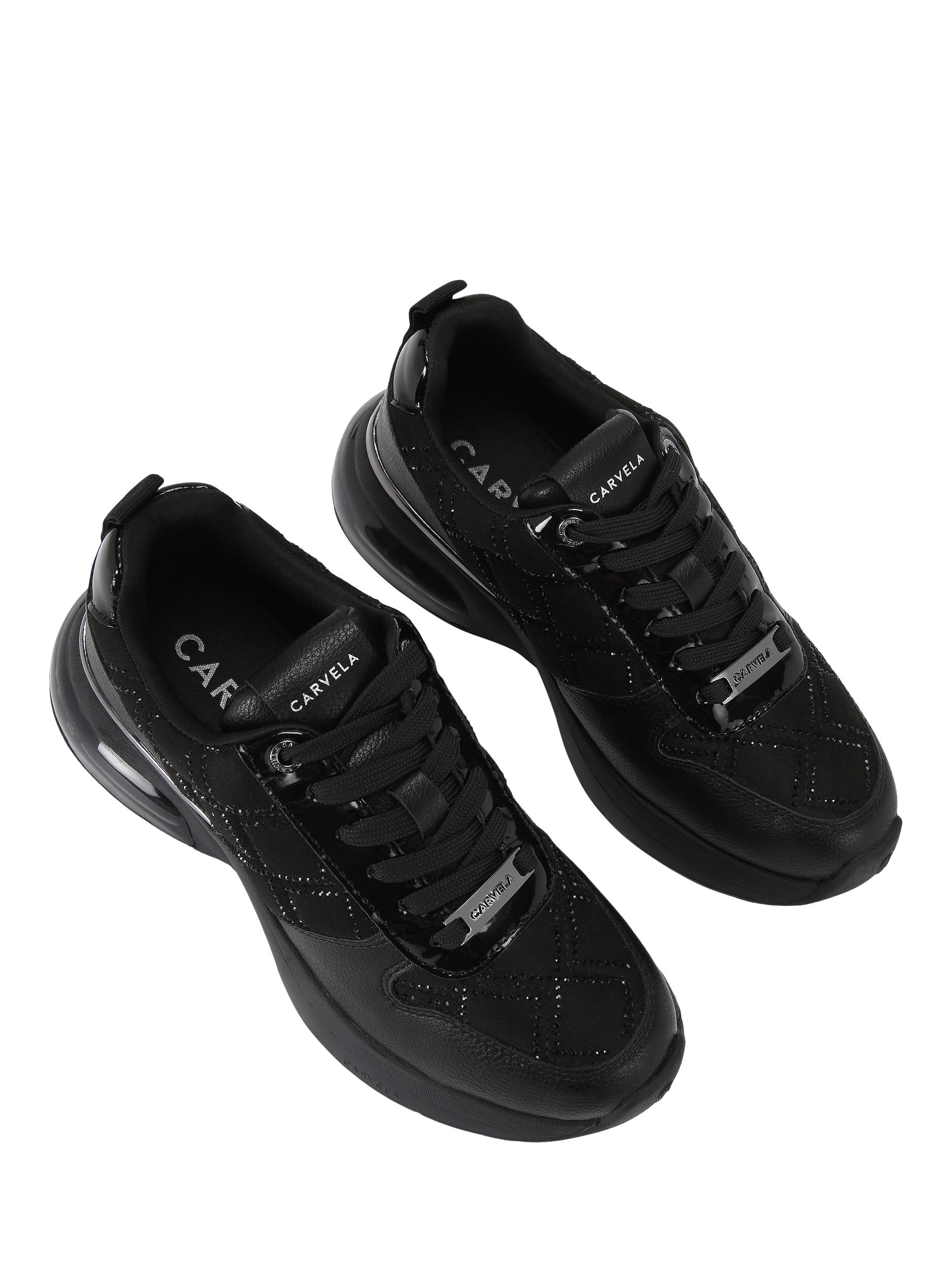 Product image 3 of 5, which shows Carvela Cosmic Diamond Embellished Trainers, Black, 3