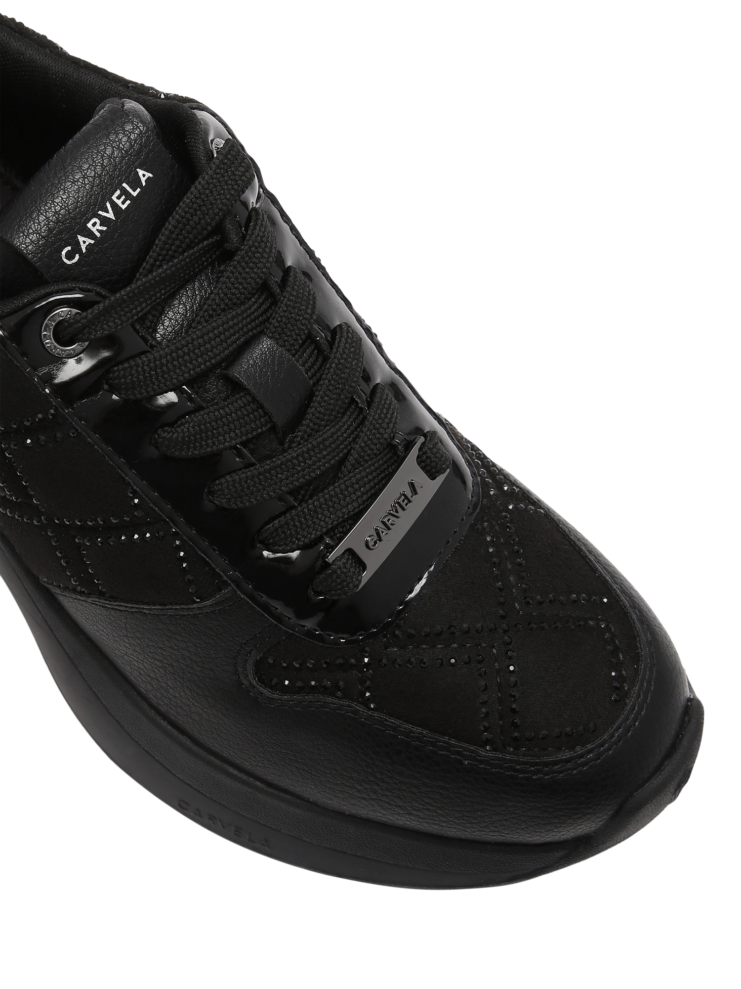 Product image 5 of 5, which shows Carvela Cosmic Diamond Embellished Trainers, Black, 3