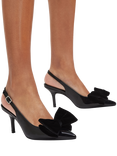 Carvela Lavish Velvet Bow Pointed Slingback Courts, Black