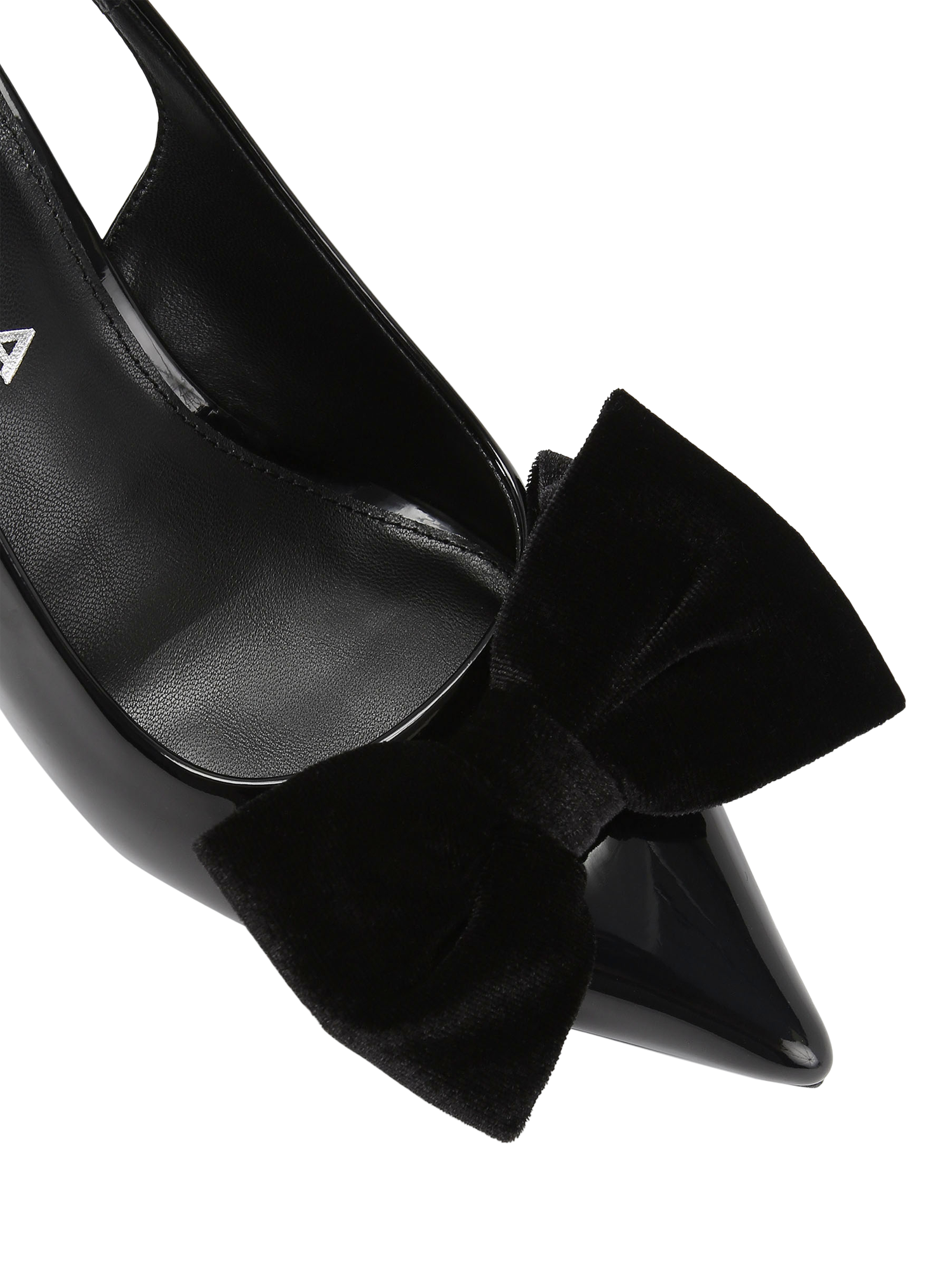 Product image 5 of 5, which shows Carvela Lavish Velvet Bow Pointed Slingback Courts, Black, 3